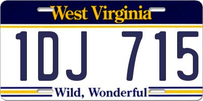 WV license plate 1DJ715