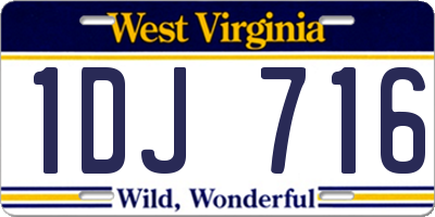 WV license plate 1DJ716