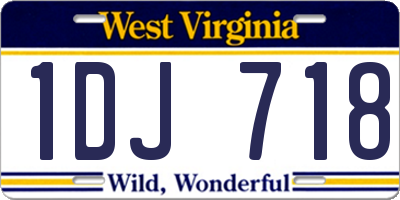 WV license plate 1DJ718