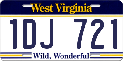 WV license plate 1DJ721