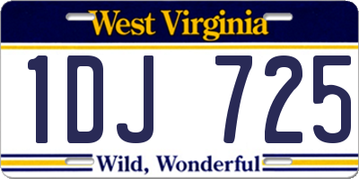 WV license plate 1DJ725