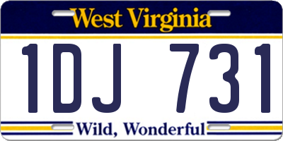 WV license plate 1DJ731