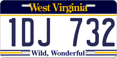 WV license plate 1DJ732