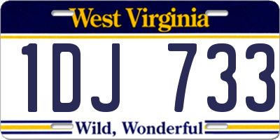 WV license plate 1DJ733
