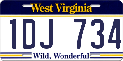 WV license plate 1DJ734