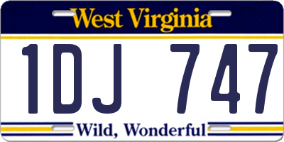 WV license plate 1DJ747