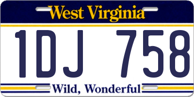 WV license plate 1DJ758