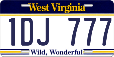 WV license plate 1DJ777
