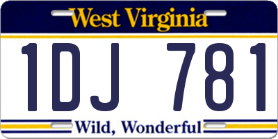 WV license plate 1DJ781