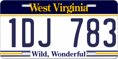 WV license plate 1DJ783