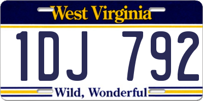 WV license plate 1DJ792