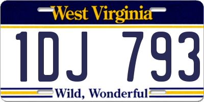 WV license plate 1DJ793