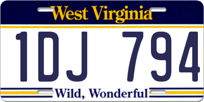 WV license plate 1DJ794