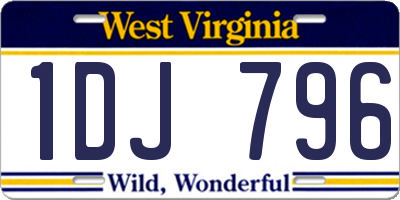 WV license plate 1DJ796