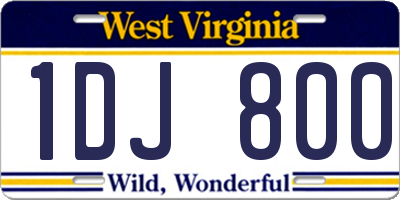 WV license plate 1DJ800