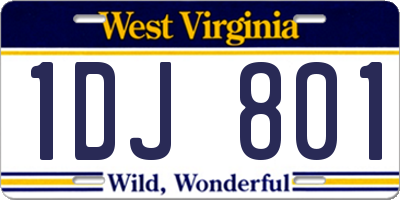 WV license plate 1DJ801
