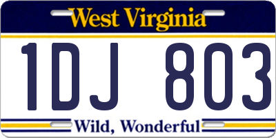 WV license plate 1DJ803