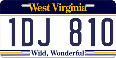 WV license plate 1DJ810