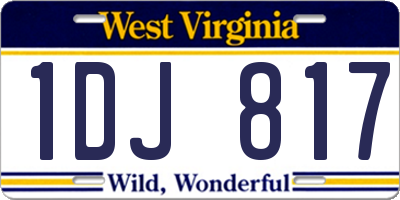 WV license plate 1DJ817