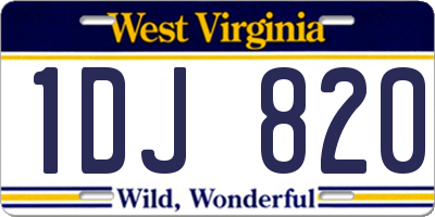 WV license plate 1DJ820
