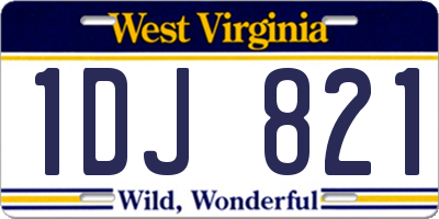 WV license plate 1DJ821