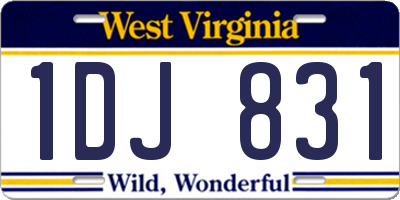 WV license plate 1DJ831