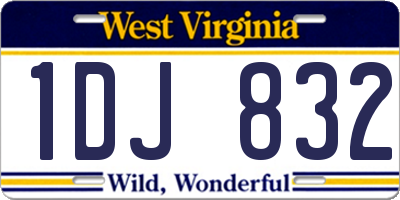 WV license plate 1DJ832