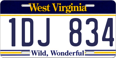 WV license plate 1DJ834