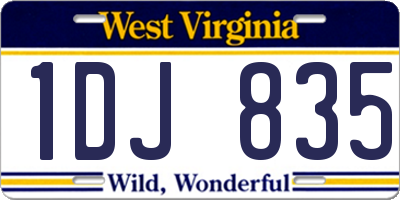 WV license plate 1DJ835