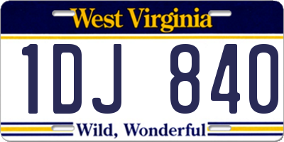 WV license plate 1DJ840