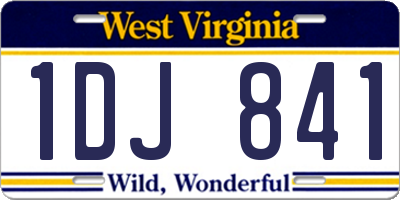 WV license plate 1DJ841