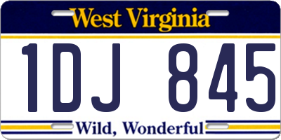 WV license plate 1DJ845