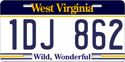 WV license plate 1DJ862