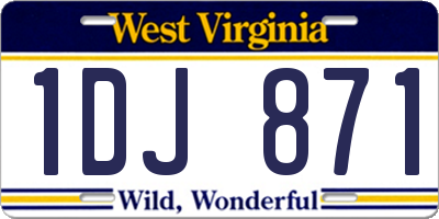 WV license plate 1DJ871
