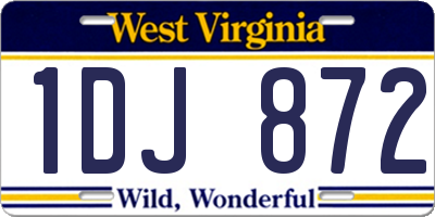 WV license plate 1DJ872