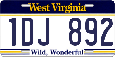 WV license plate 1DJ892
