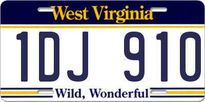 WV license plate 1DJ910