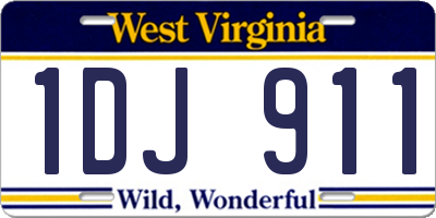 WV license plate 1DJ911
