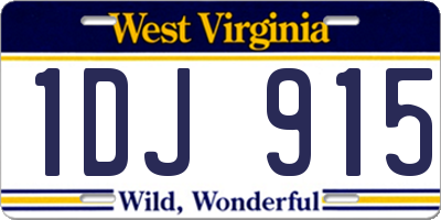WV license plate 1DJ915
