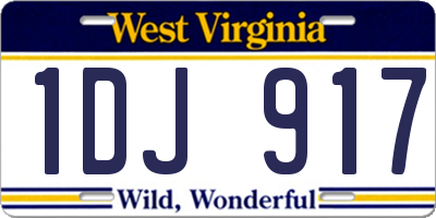 WV license plate 1DJ917