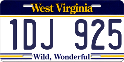 WV license plate 1DJ925