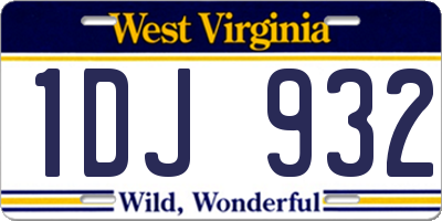 WV license plate 1DJ932
