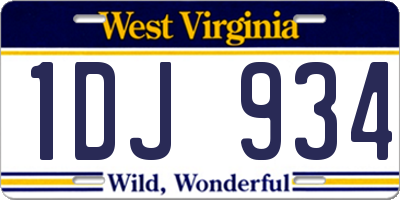 WV license plate 1DJ934