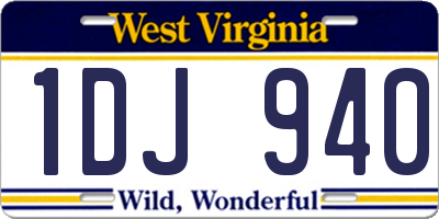 WV license plate 1DJ940