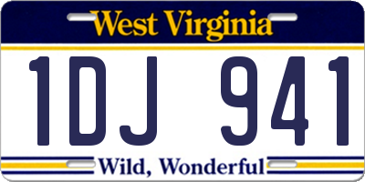 WV license plate 1DJ941