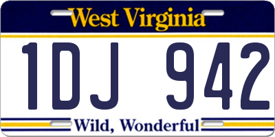 WV license plate 1DJ942