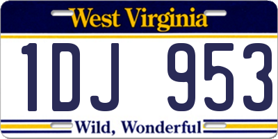 WV license plate 1DJ953