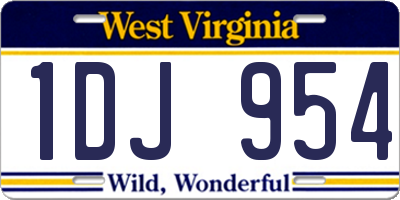 WV license plate 1DJ954