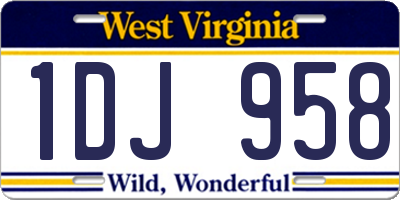 WV license plate 1DJ958