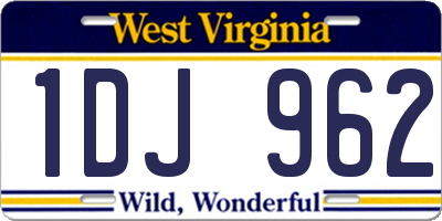 WV license plate 1DJ962